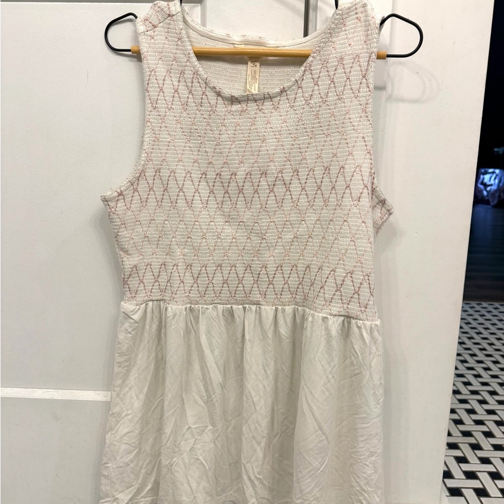 Matilda Jane medium M day in the park women’s smocked Cream and Pink top tank